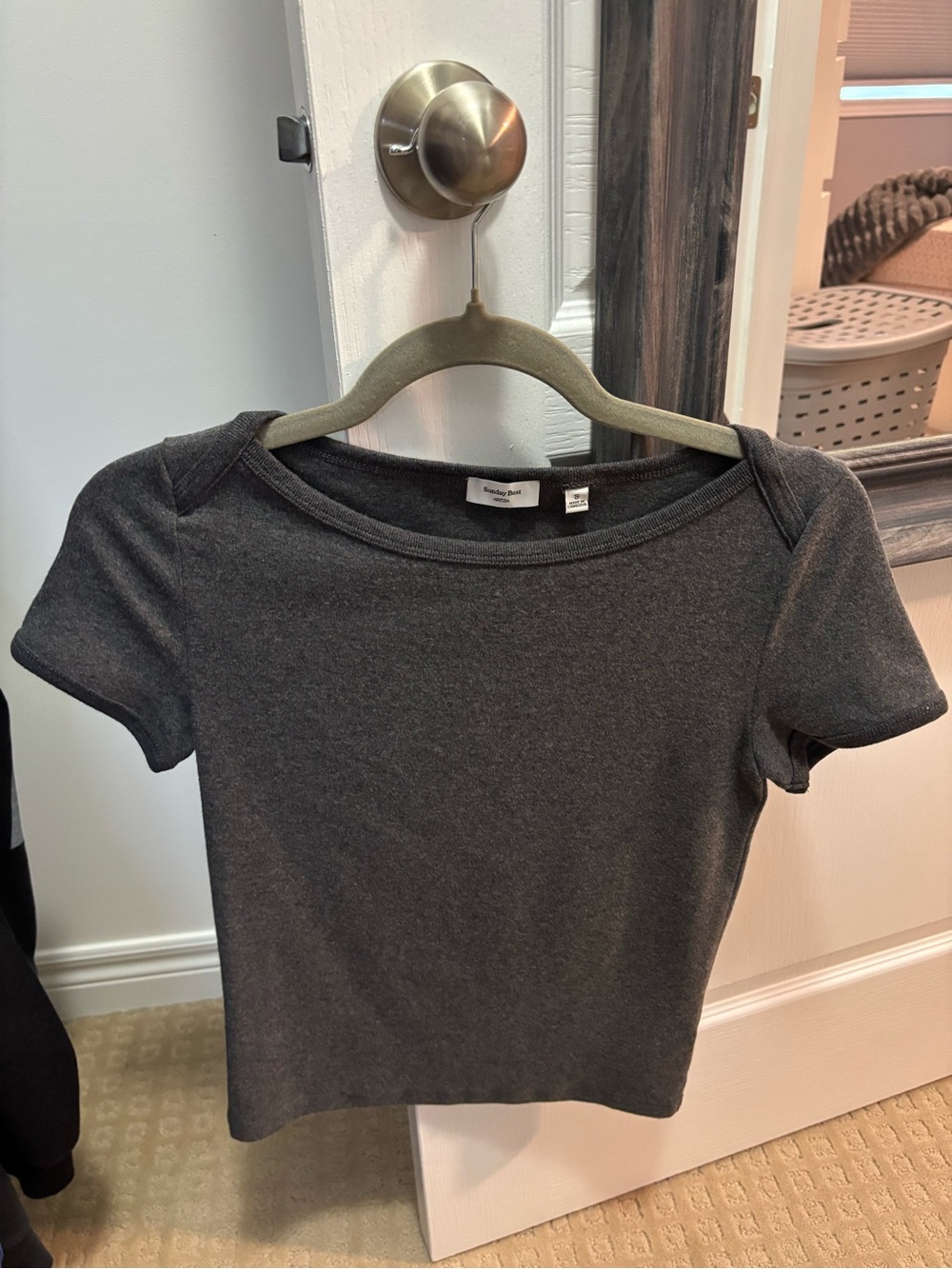 Aritzia Charcoal Gray Scoop Neck Crop Top